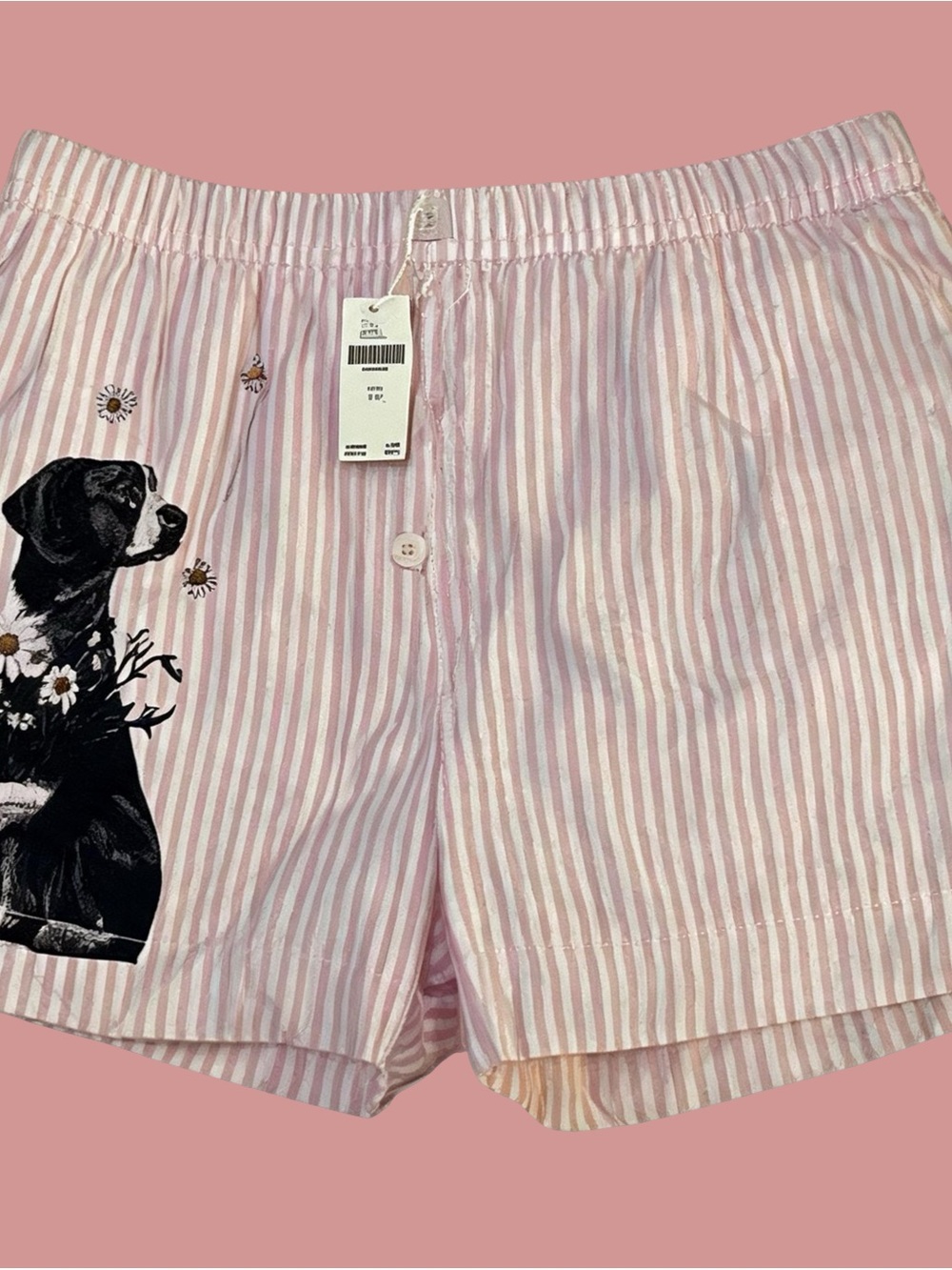 New w/ Tags– in soft, lightweight cotton pink & white boxers w/ a dog w/ Flowers - Picture 8 of 13
